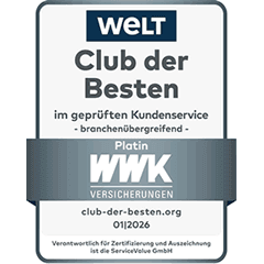 Die Welt – Club der Besten, Platin · Kundenservice branchenübergreifend (01|2026, ServiceValue GmbH)
